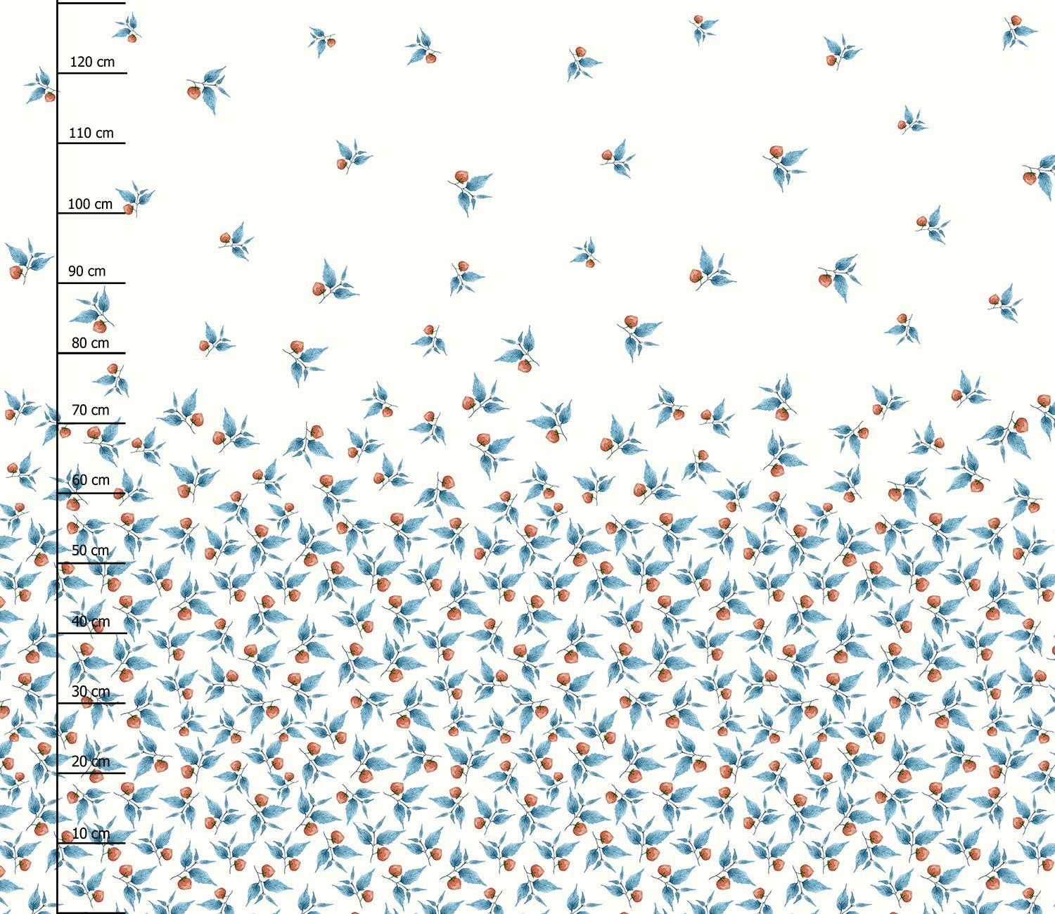 BLAU BLÄTTER / weiß - Kleid-Panel krepp