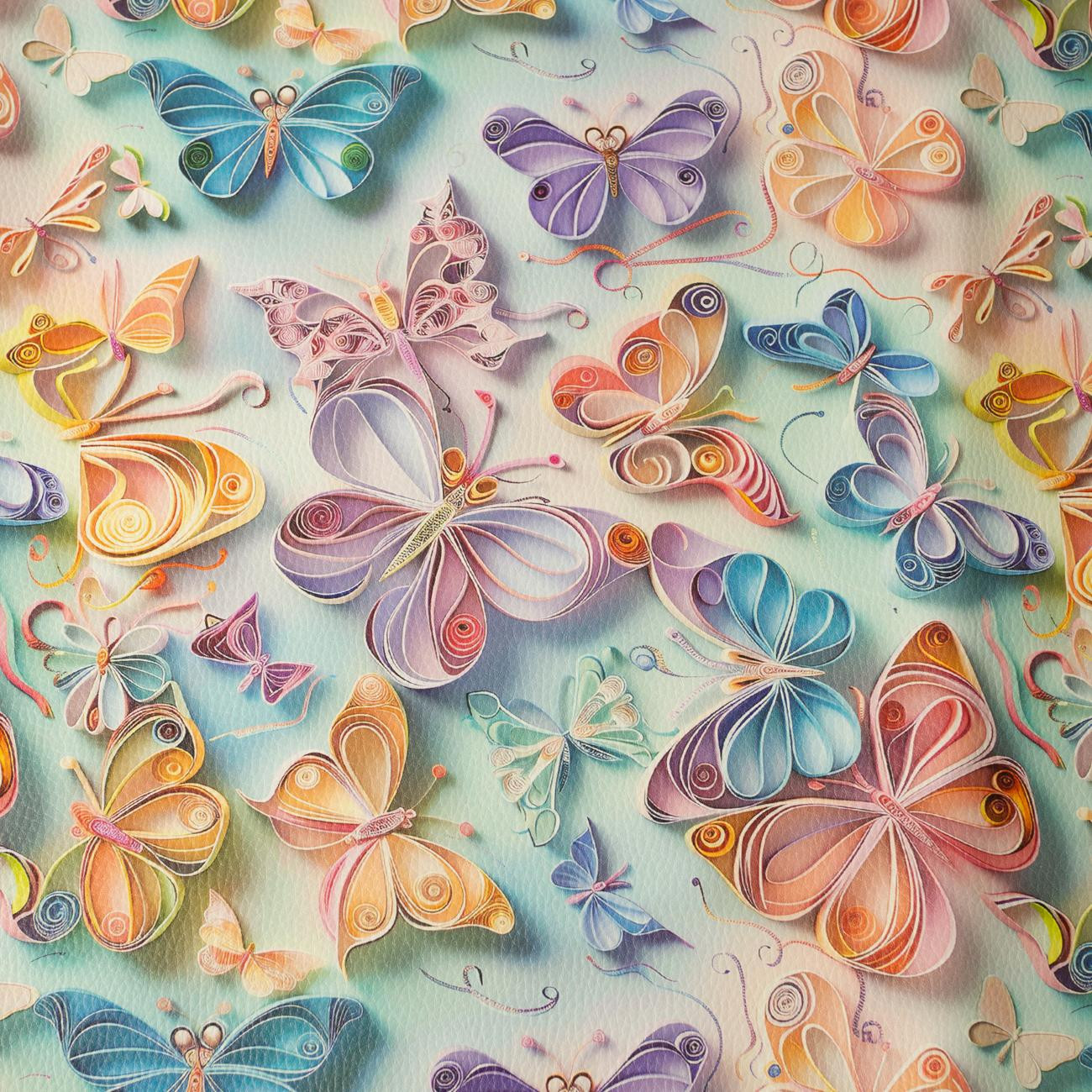 PAPER BUTTERFLIES (46 cm x 50 cm) - dickes geprägtes Kunstleder