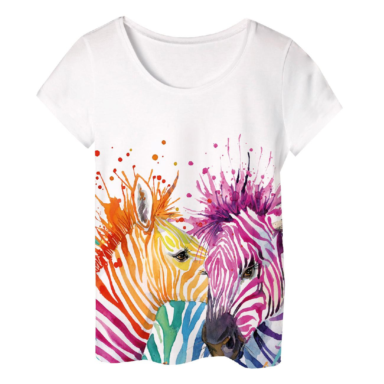 PYJAMAS-T-SHIRT "LINDA" - REGENBOGEN ZEBRAS - Nähset