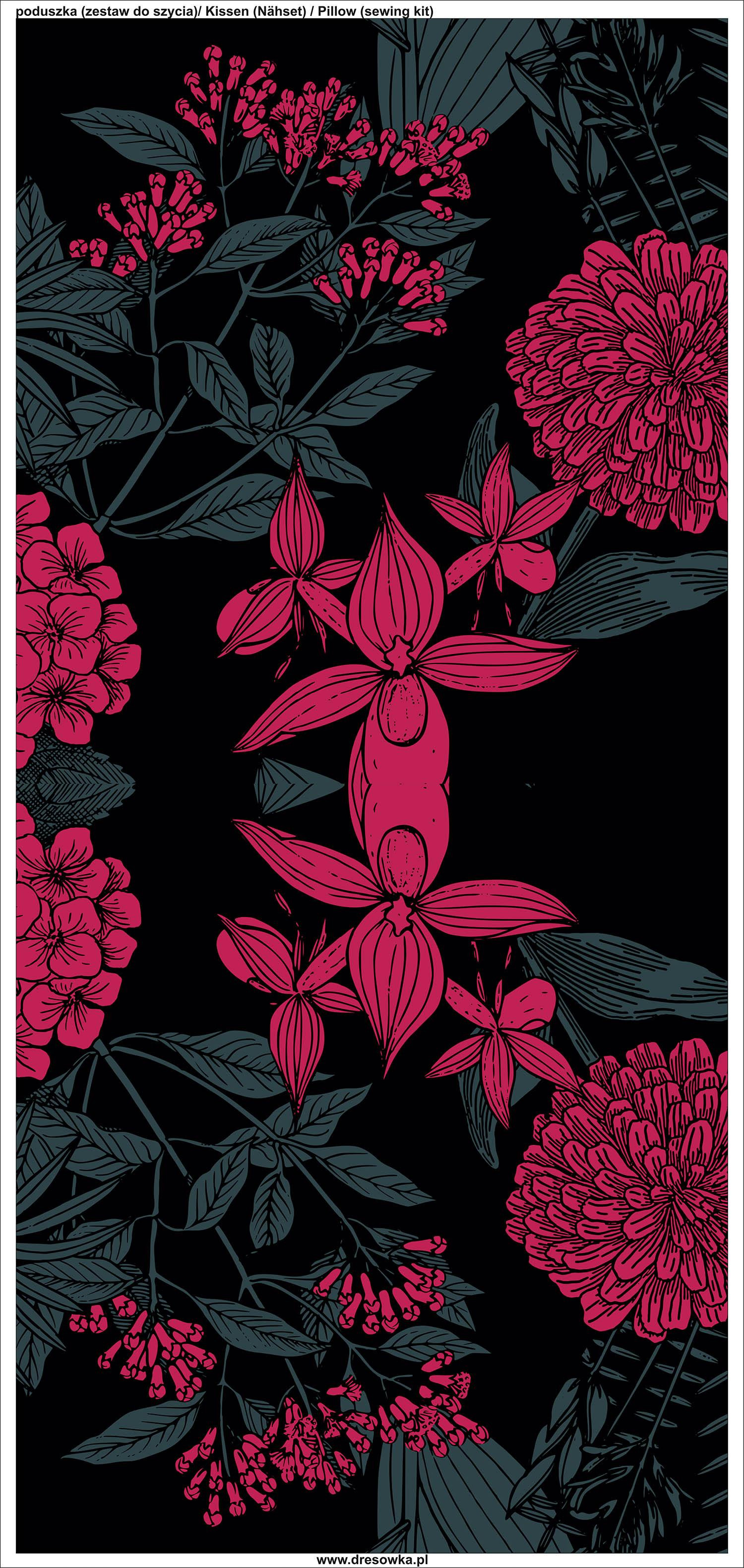 KISSEN 45x45 - BLUMEN / viva magenta - Nähset