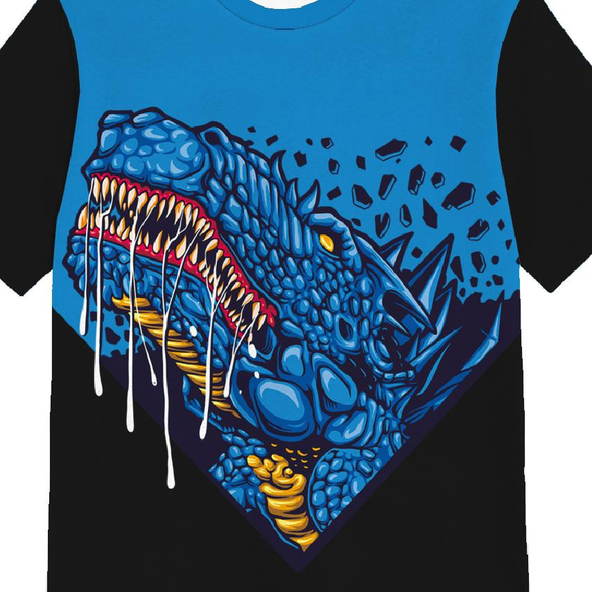 KINDER T-SHIRT  - BLUE DRAGON M. 2 / schwarz - Single Jersey ITY