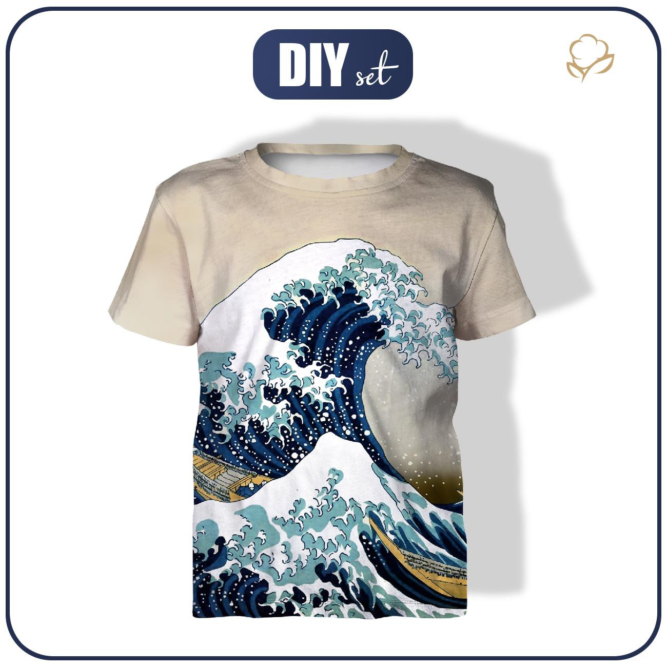 KINDER T-SHIRT- DIE GROßE WELLE VOR KANAGAWA (Hokusai Katsushika) - Nähset