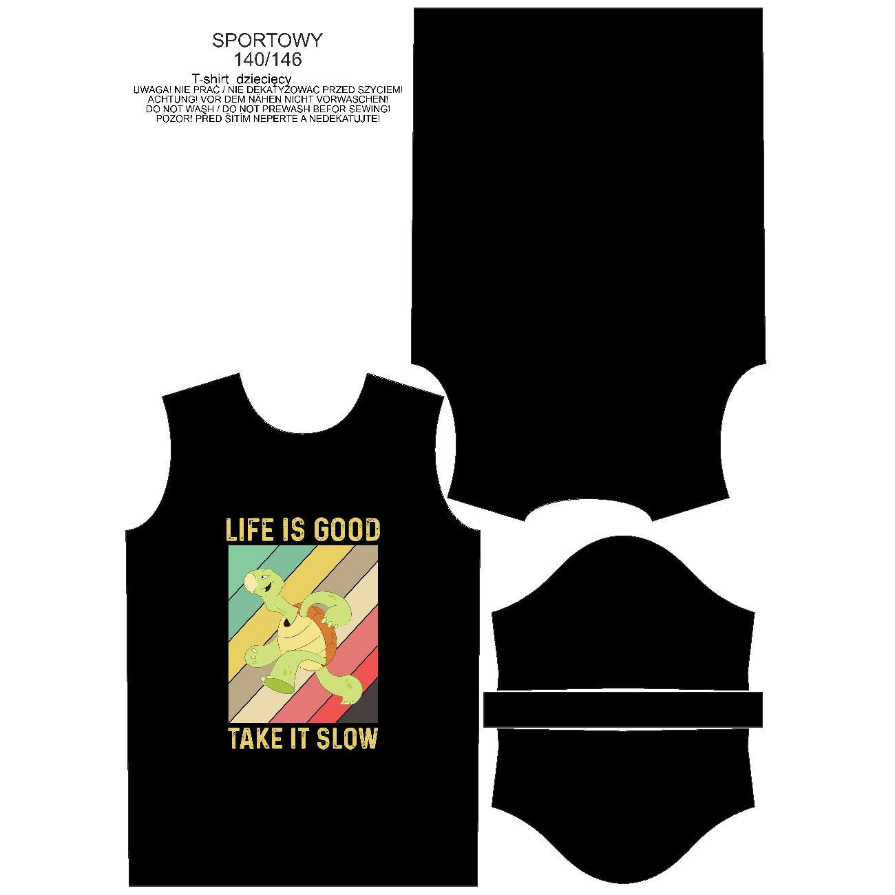 KINDER SPORT T-SHIRT - LIFE IS GOOD  / schwarz (128/134)