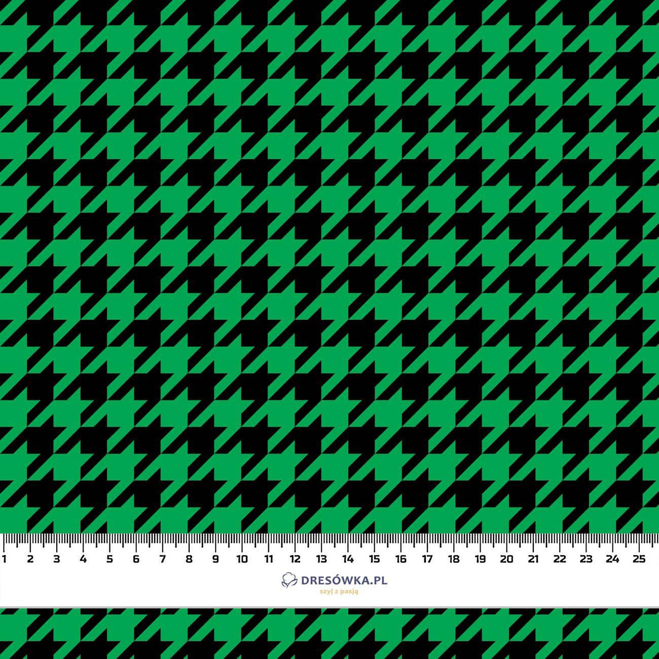 SCHWARZER HAHNENTRITT / grün- Single Jersey mit Elastan ITY