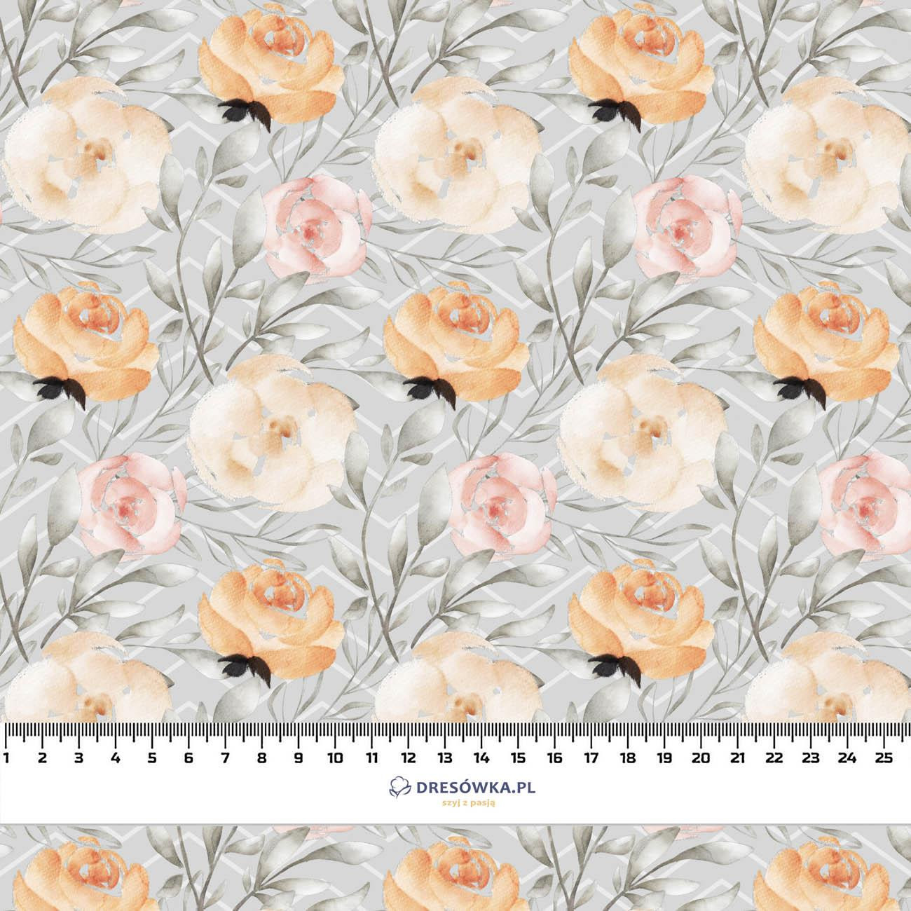 BLUMEN UND BLÄTTER Ms. 7 / grau - Viskose Webware