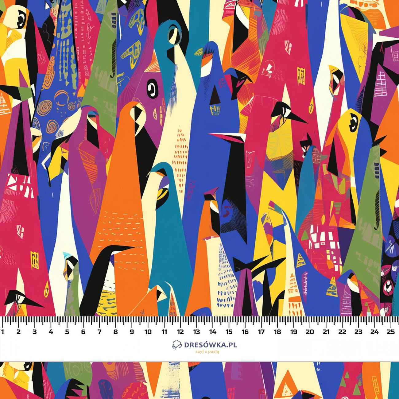 GEOMETRIC PENGUINS - Leinen 100%