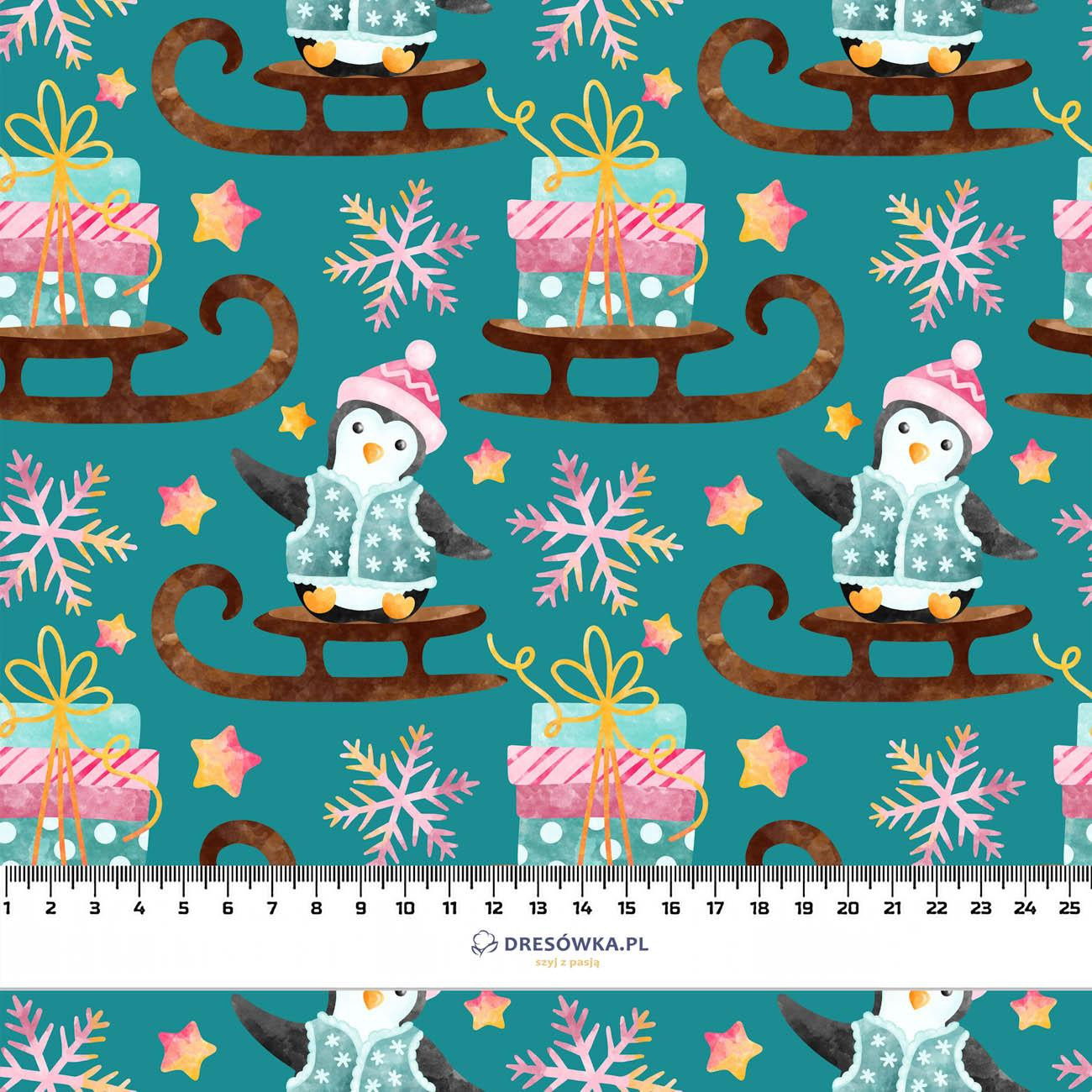 PINGUINE / SCHLITTEN (WEIHNACHTSPINGUINE) - Wintersweat angeraut mit Elastan ITY