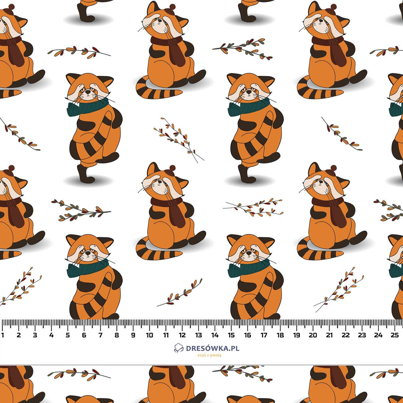 KLEINER PANDA MIT SCHAL / WEIß (HERBST DES KLEINEN PANDA) - Viskose Jersey