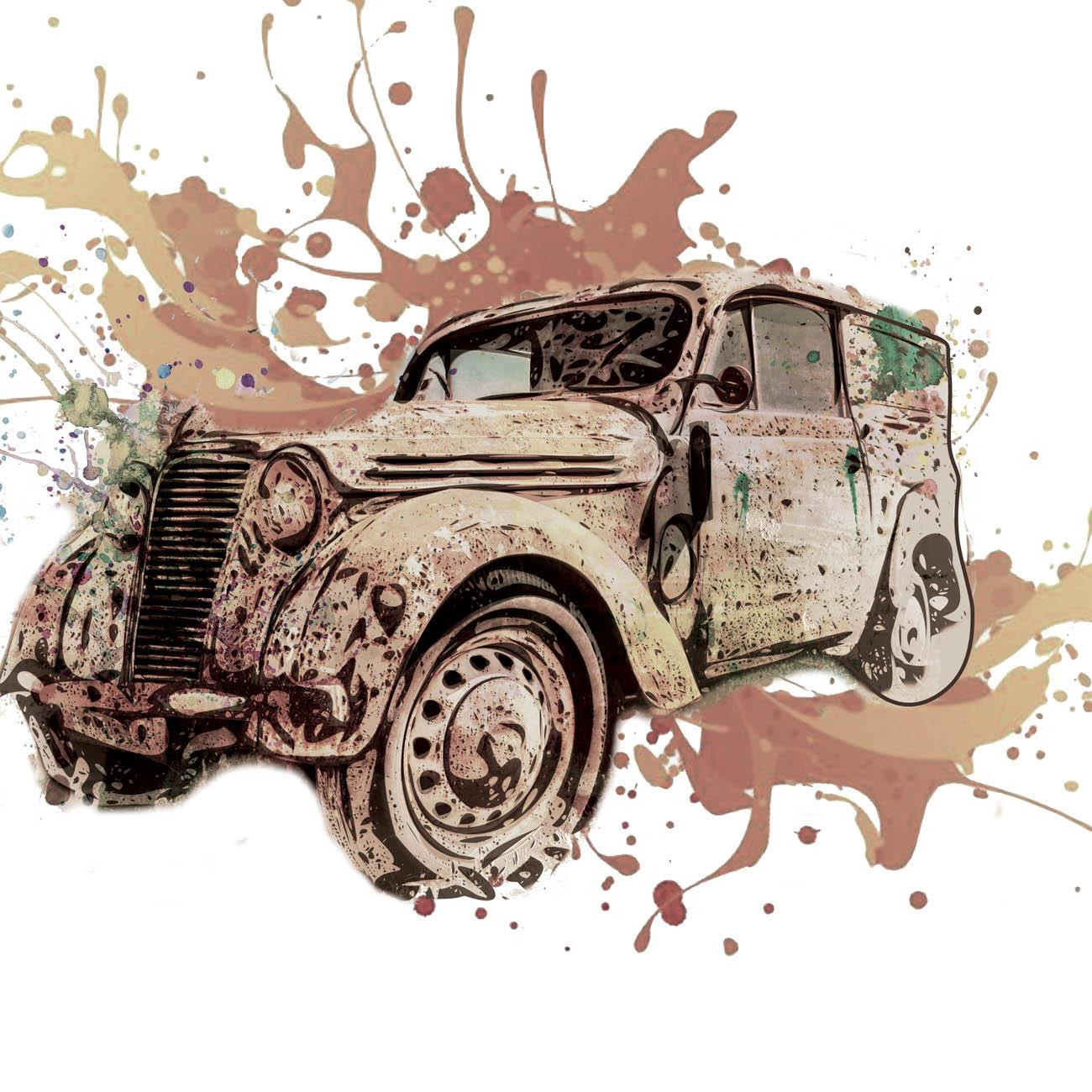 VINTAGE CAR M. 3 - Paneel (75cm x 80cm)