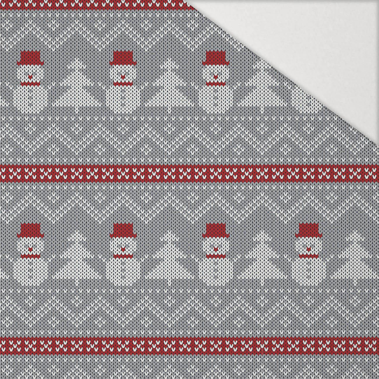 SCHNEEMÄNNER MIT TANNENBÄUMEN / grau - Hydrophober angerauter Wintersweat