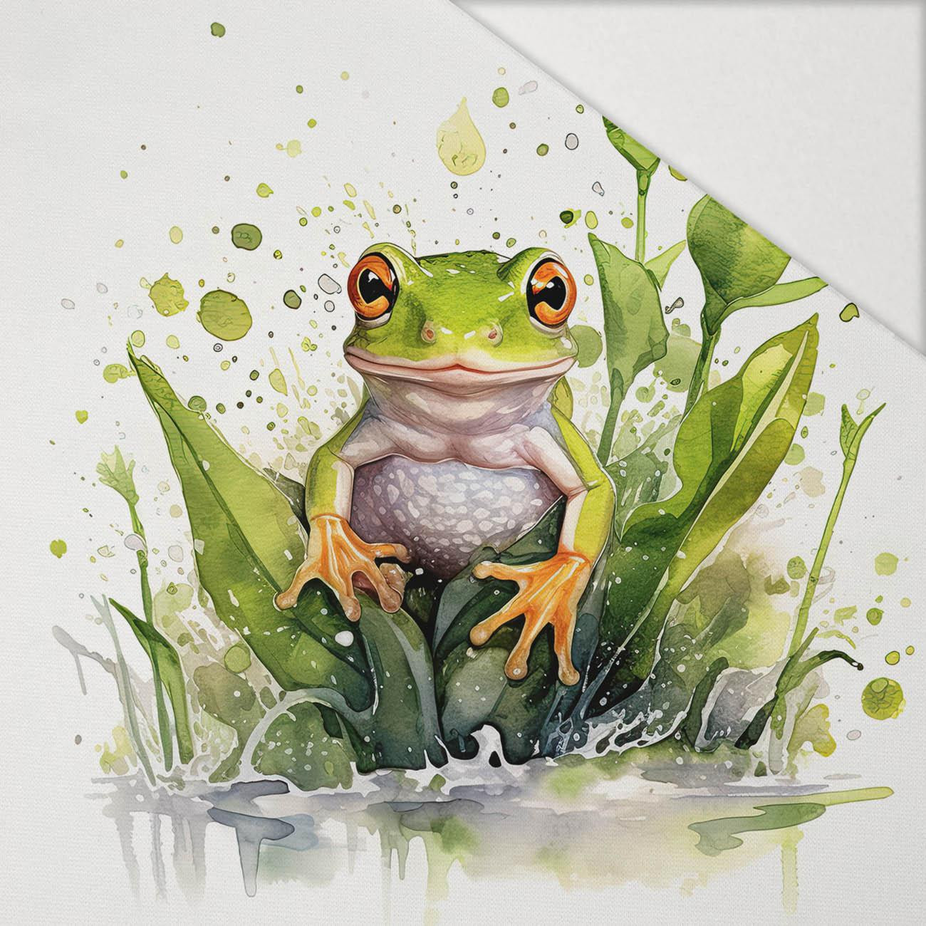 WATERCOLOR FROG - Paneel (75cm x 80cm) Hydrophober angerauter Wintersweat