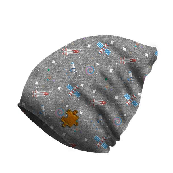 "Beanie" Mütze - KOSMISCHE MIX m. 3 (WELTRAUMEXPEDITION) / ACID WASH GRAU / Größe nach Wahl