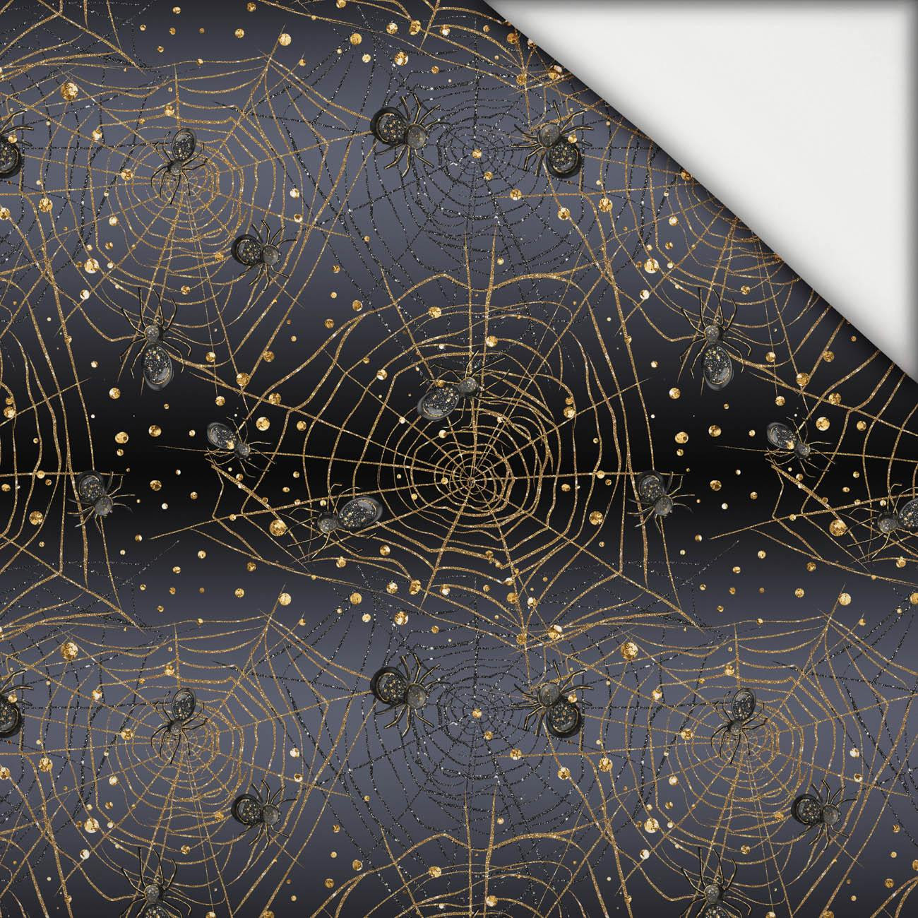 GOLDENES SPINNENNETZ (VERZAUBERTE NACHT) - leichte Maschenware angeraut