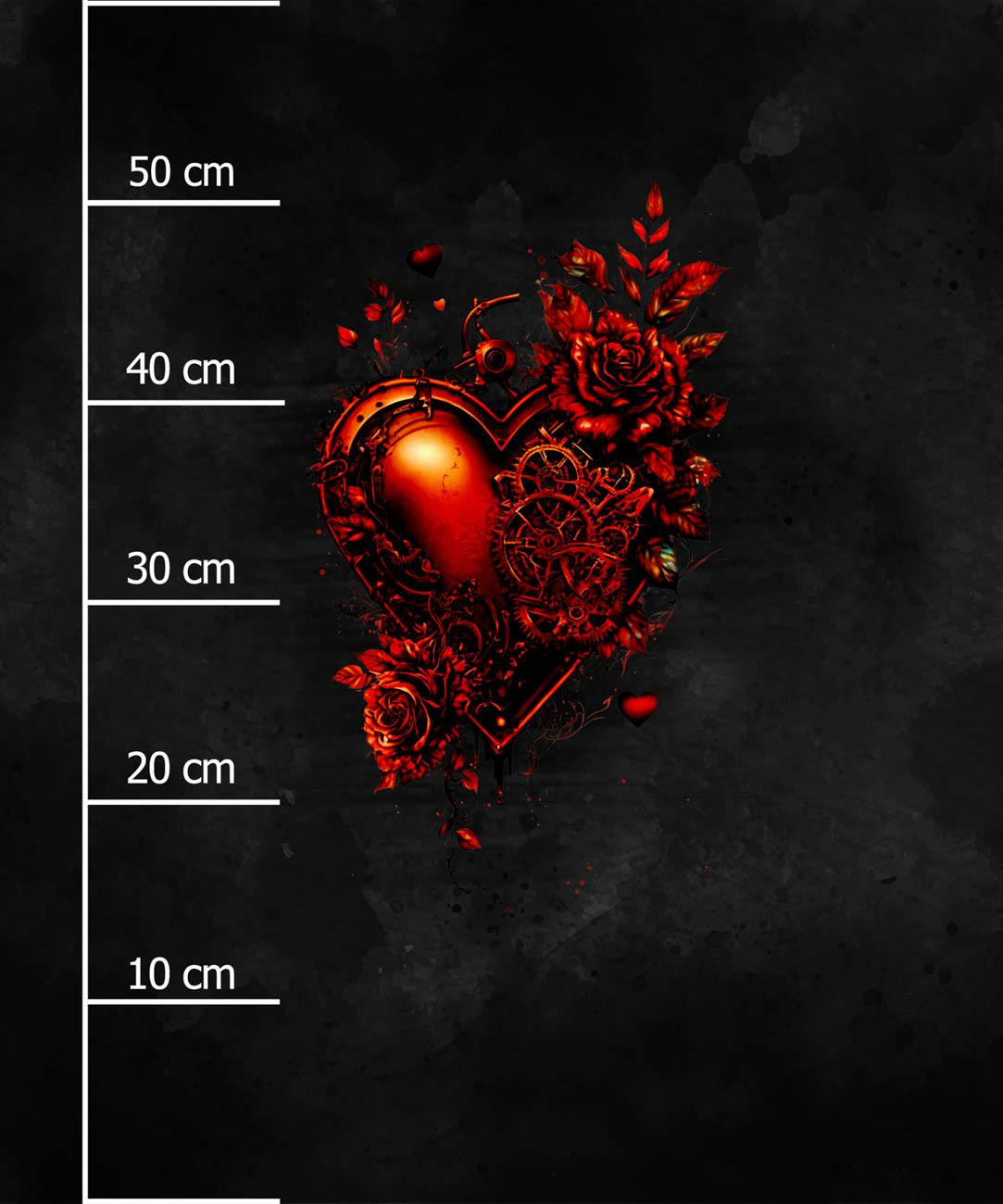 STEAMPUNK HEART - Paneel (60cm x 50cm) Hydrophober angerauter Wintersweat