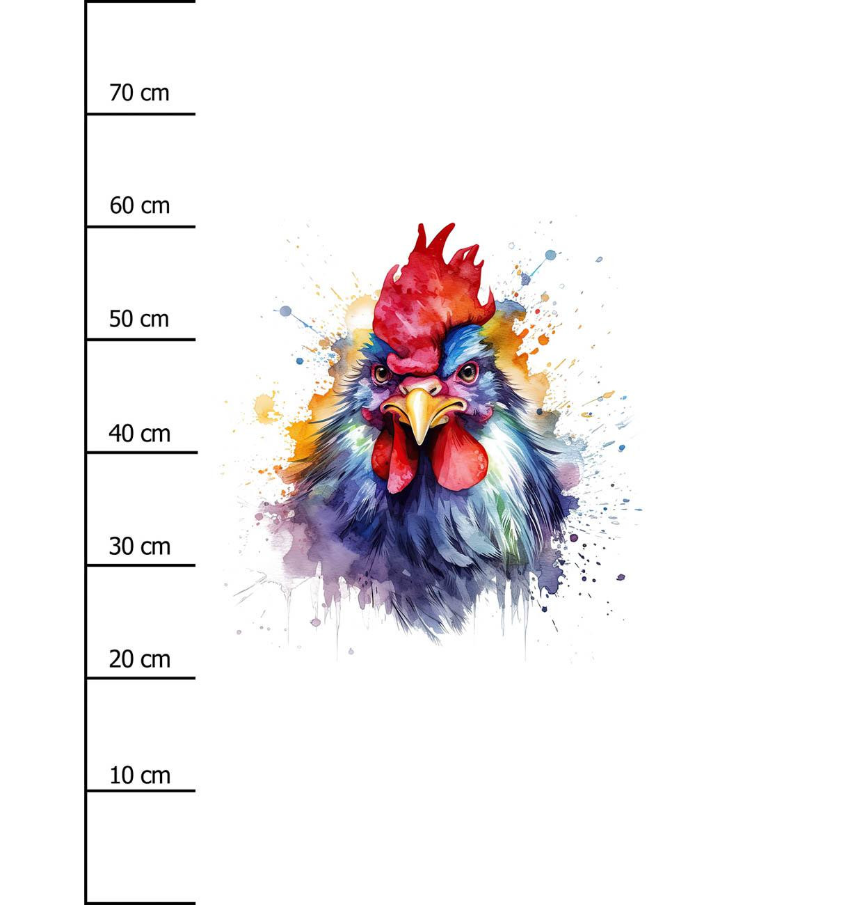 WATERCOLOR ROOSTER - Paneel (75cm x 80cm) Wintersweat angeraut mit Elastan ITY