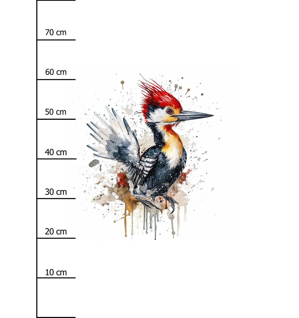 WATERCOLOR WOODPECKER - Paneel (75cm x 80cm) Wintersweat angeraut mit Elastan ITY