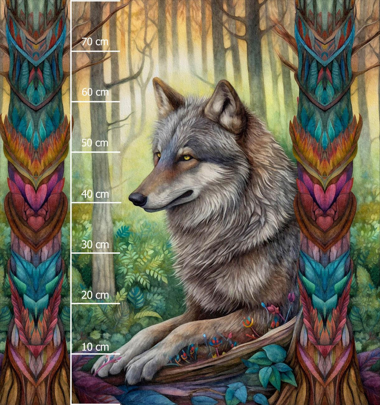 BOHO WOLF - Paneel (75cm x 80cm) Wintersweat angeraut mit Elastan ITY