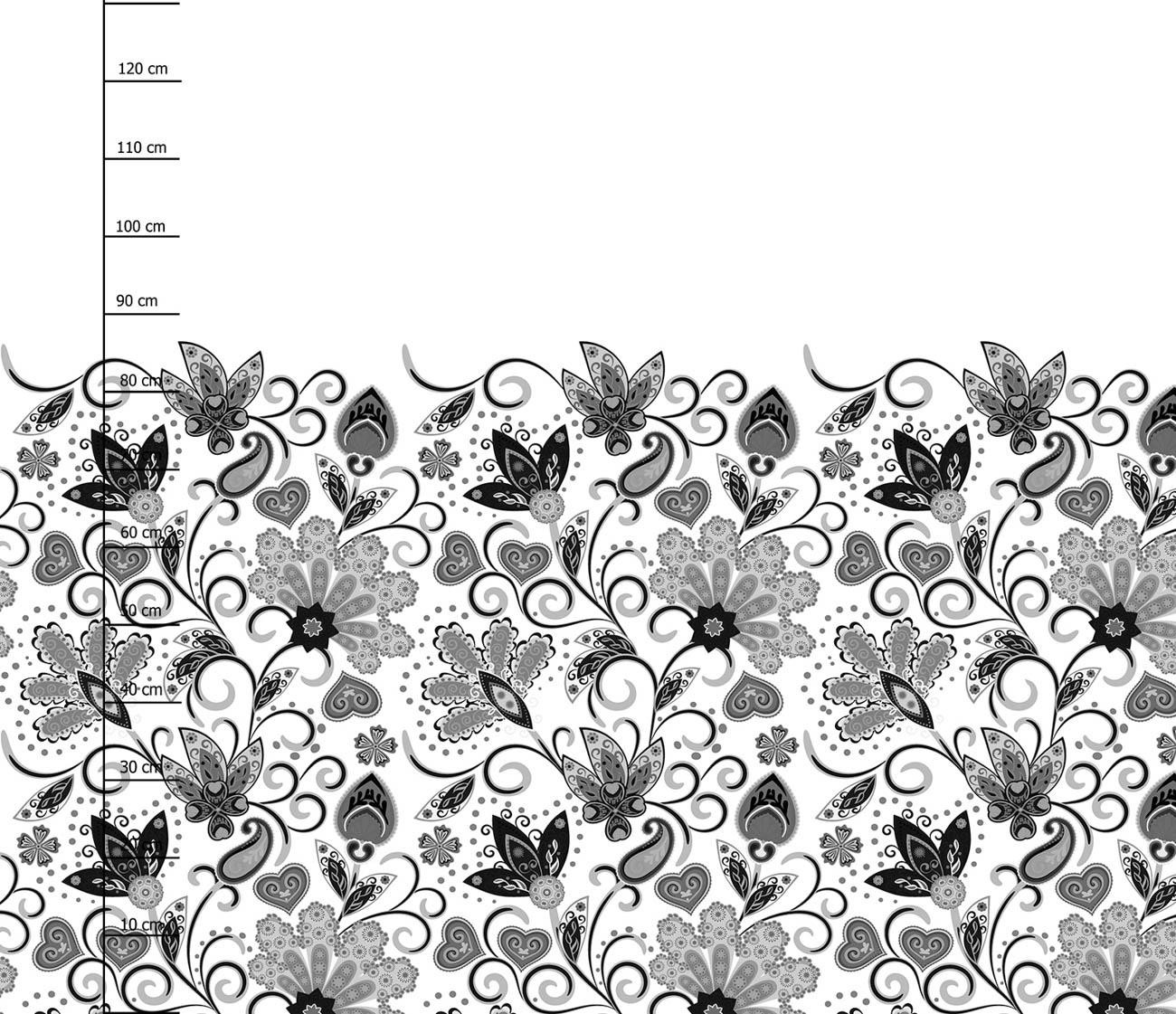 BLUMEN (Motiv 2 grau) / weiß - Kleid-Panel