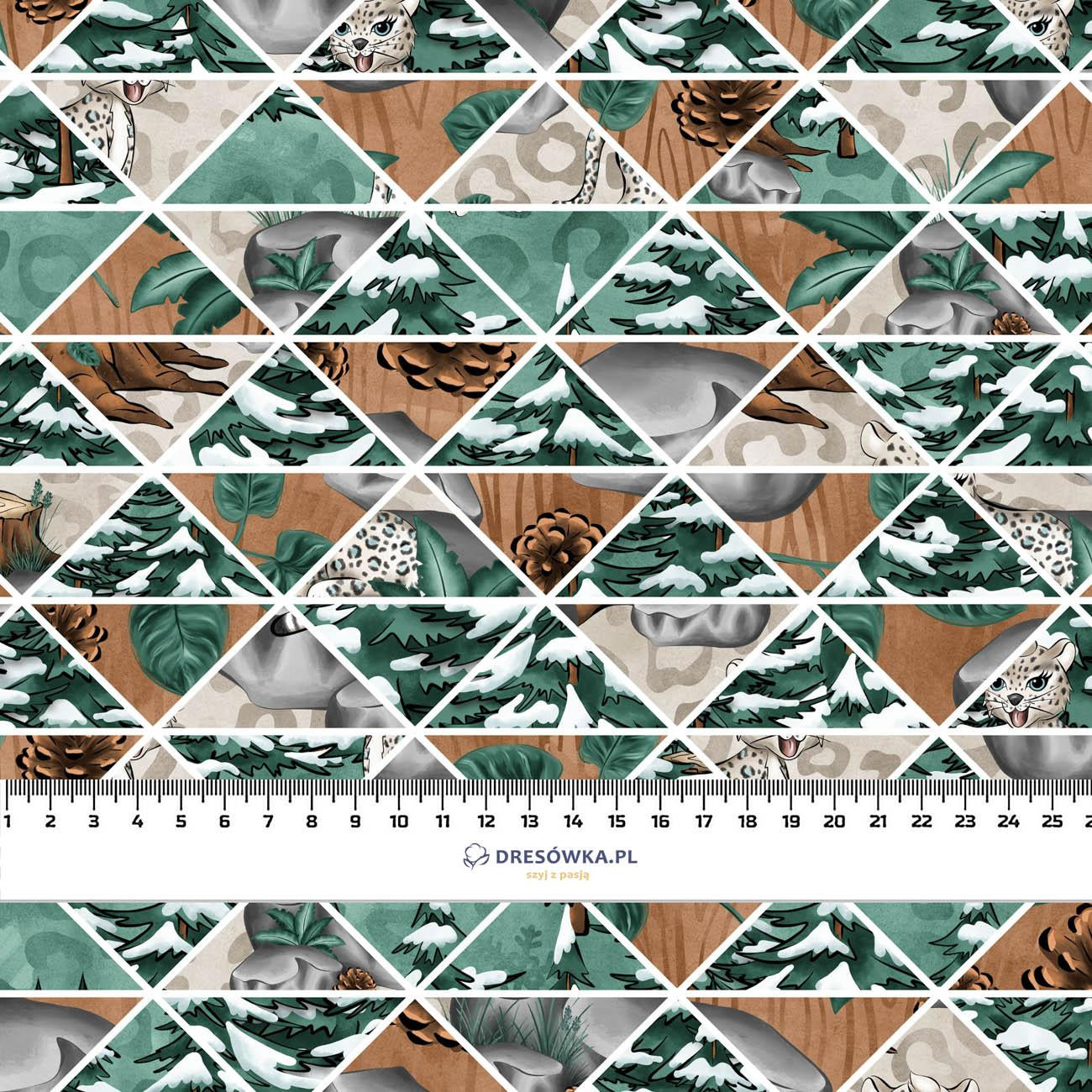 WALD MOSAIK (SCHNEEPANTHER)  - bio single jerset mit Elastan Sommersweat