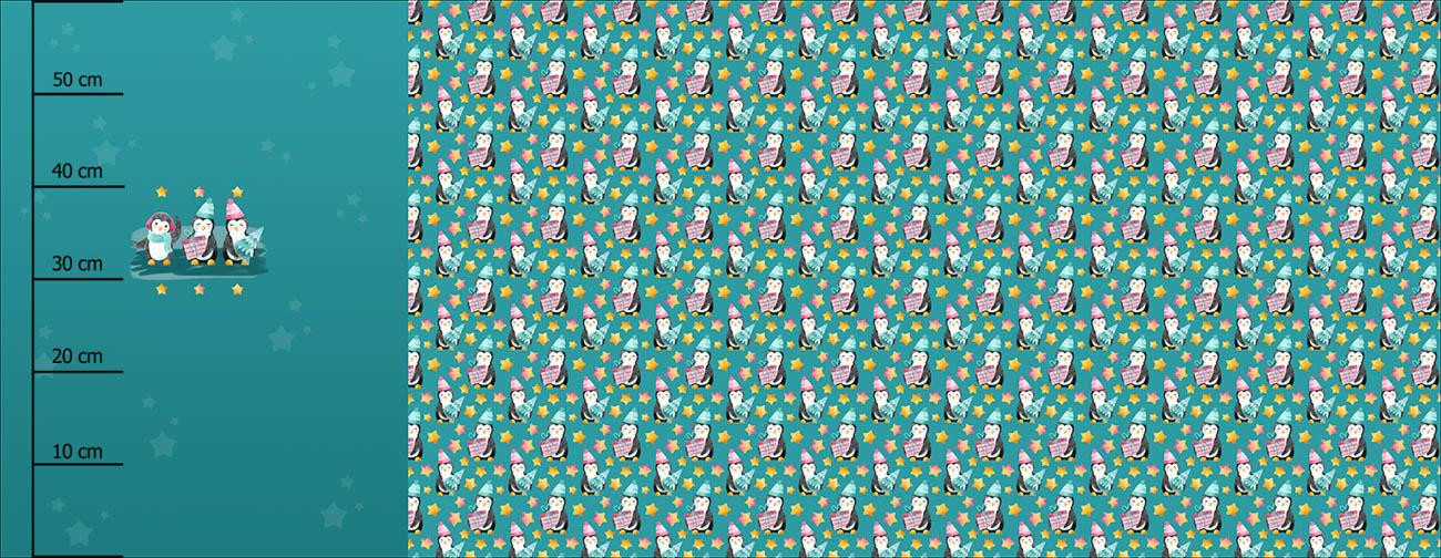 FREUDE PINGUINE M. 2 / marine (WEIHNACHTSPINGUINE) - panoramisches Paneel (60 x 155cm)
