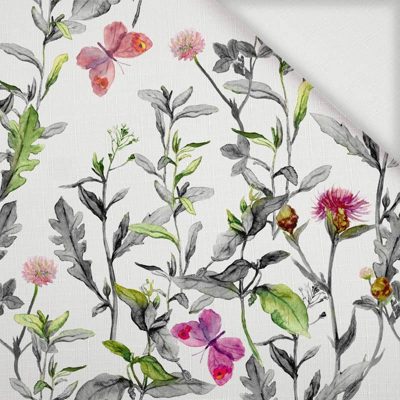 WIESE / schmetterlinge - weiß - Webware für Tischdecken