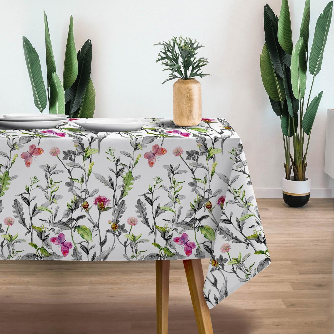 WIESE / schmetterlinge - weiß - Webware für Tischdecken