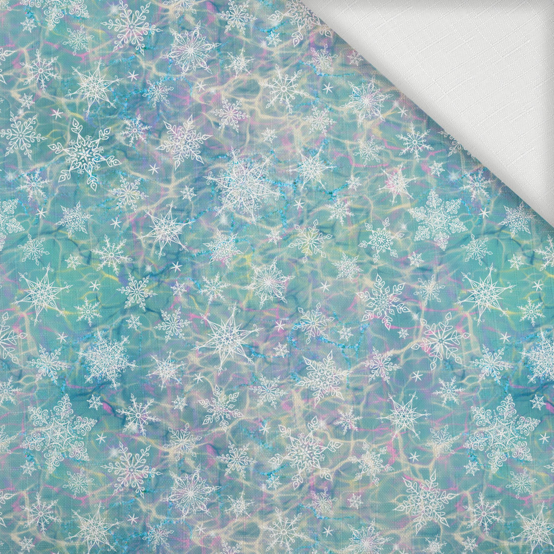 SCHNEEFLOCKEN MST. 2 / REGENBOGEN-OZEAN Ms. 2 - Webware für Tischdecken