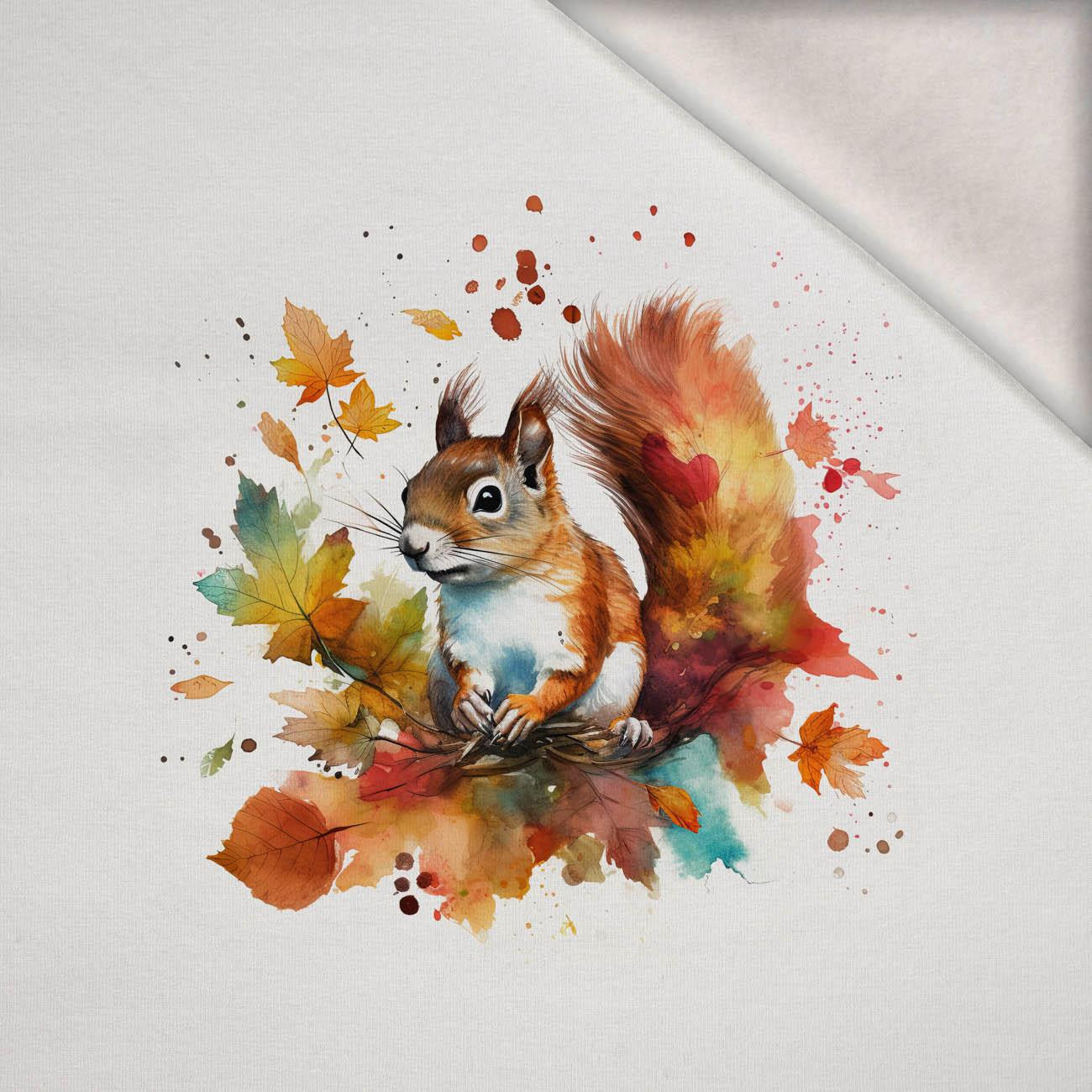 WATERCOLOR SQUIRREL - Paneel (60cm x 50cm) Wintersweat angeraut mit Elastan ITY