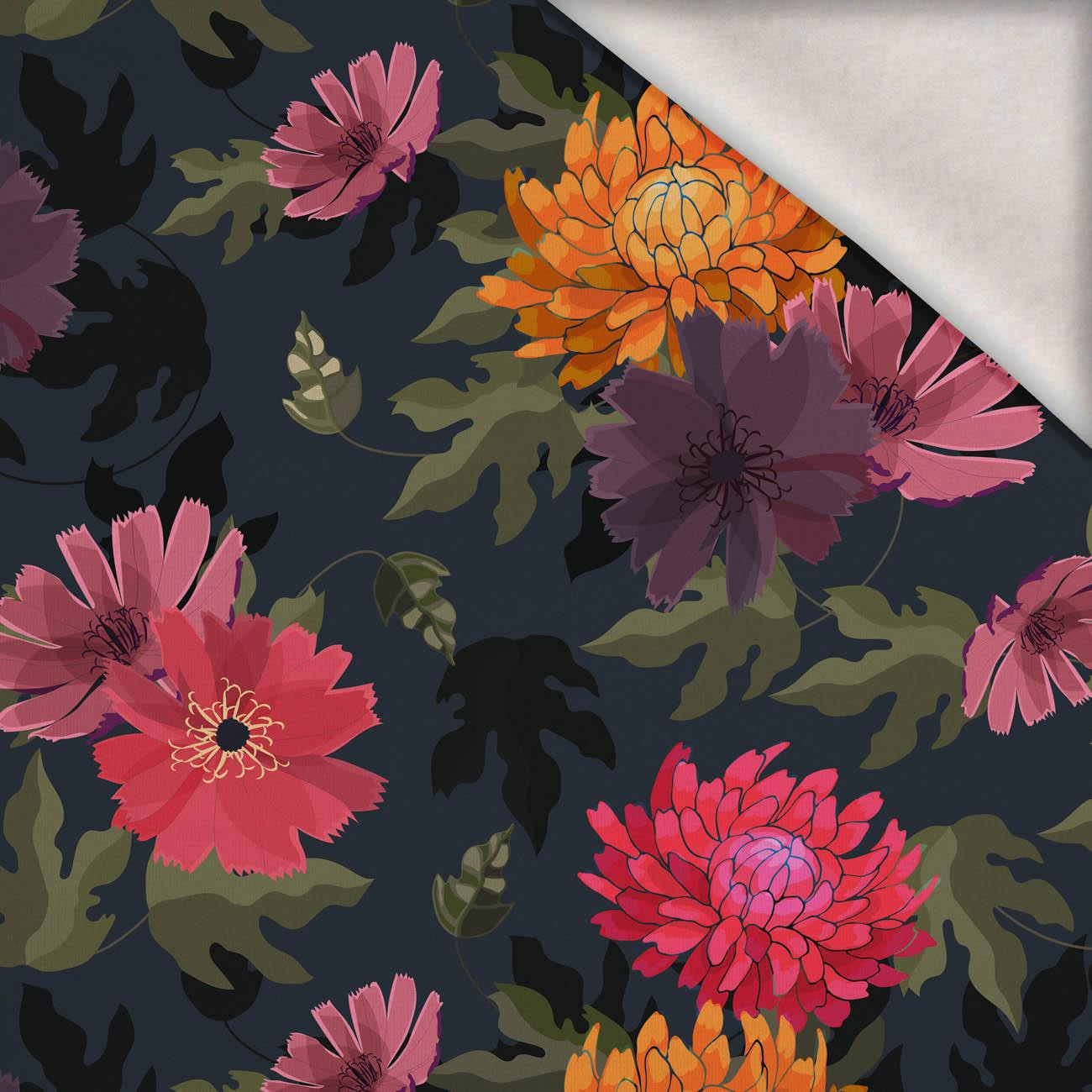 FLORAL AUTUMN M. 3 - Wintersweat angeraut mit Elastan ITY