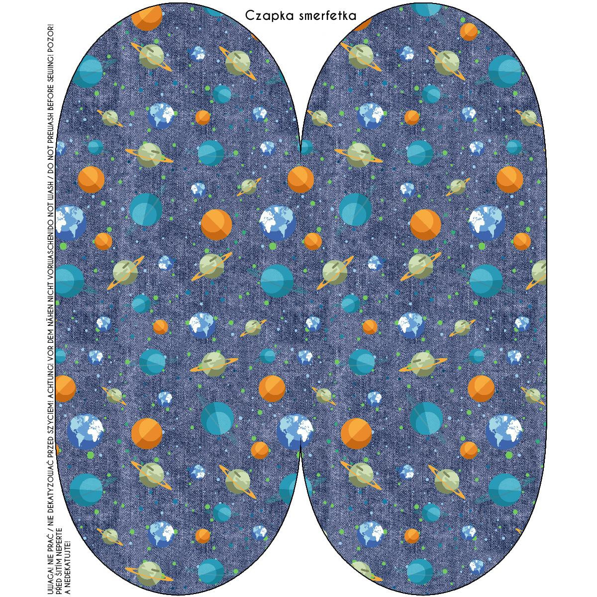 "Beanie" Mütze - PLANETEN M. 2 (WELTRAUMEXPEDITION) / ACID WASH DUNKELBLAU / Größe nach Wahl