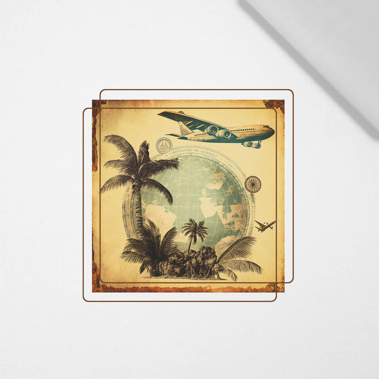 TRAVEL TIME MS. 7 - Paneel (75cm x 80cm)  Baumwoll Webware