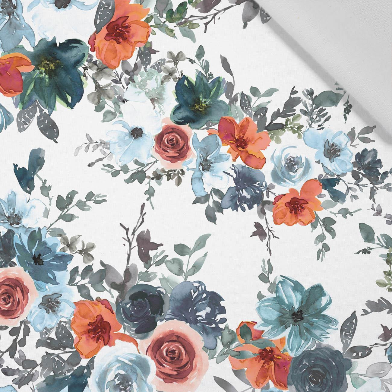 AQUARELL BLUMEN Ms. 2 / weiß - Baumwoll Webware