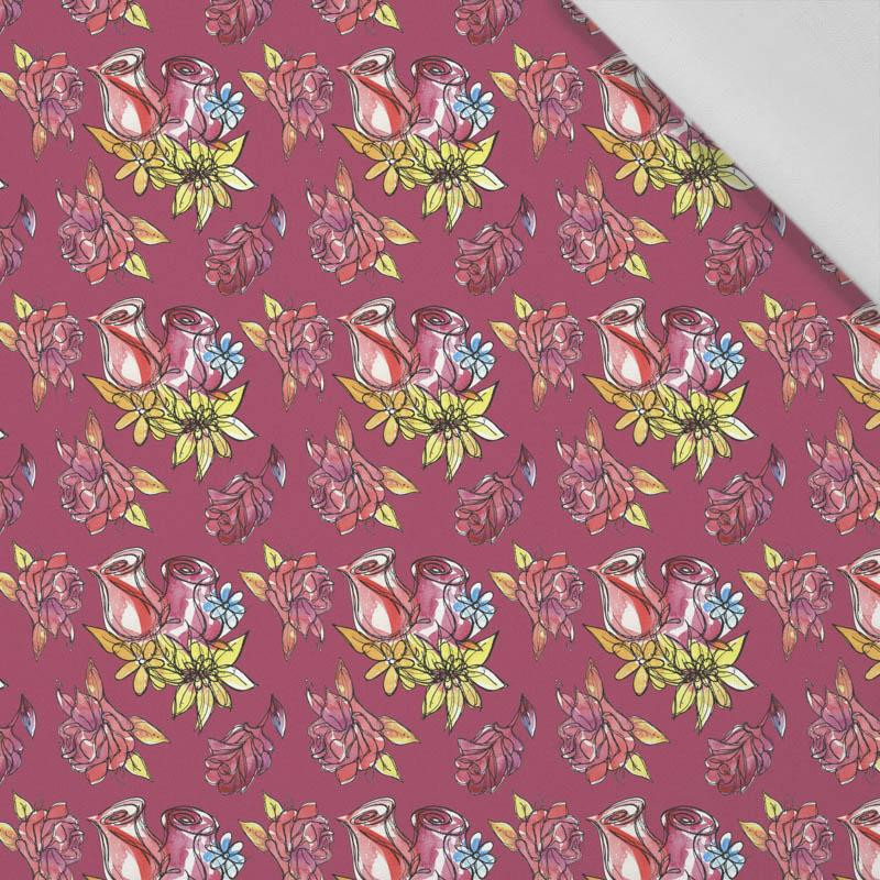MEXIKANISCHE ROSEN Ms. 1 / fuchsie (DIA DE LOS MUERTOS) - Baumwoll Webware