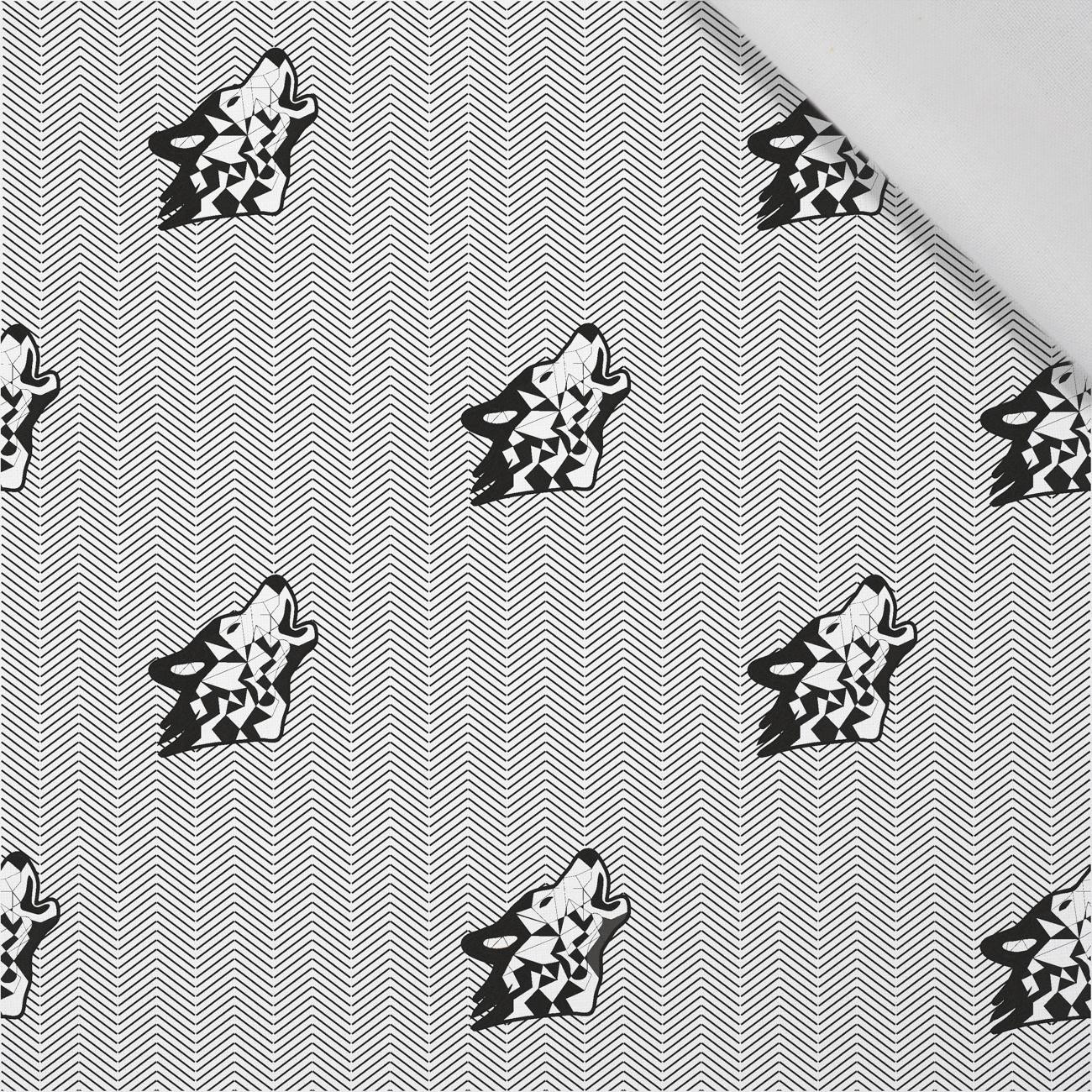 WOLF/ NACHT RUF / weiss - Baumwoll Webware