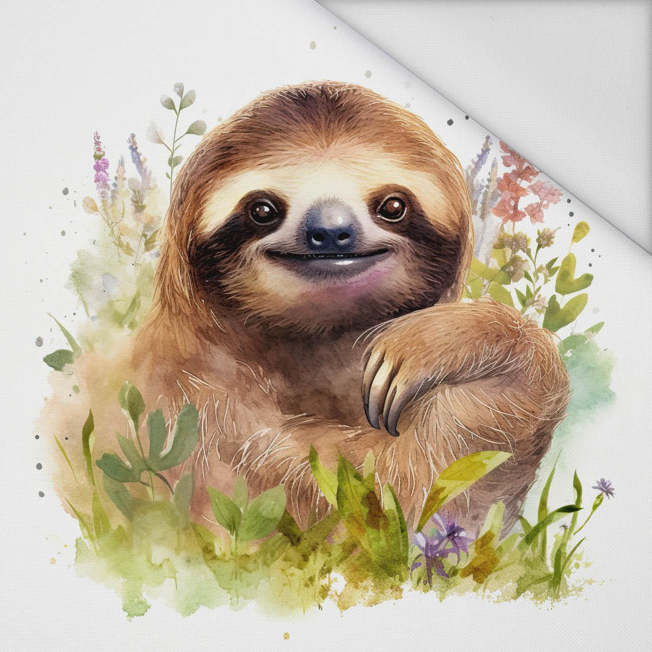 WATERCOLOR SLOTH W.2 - Paneel (75cm x 80cm) Wasserabweisende Webware