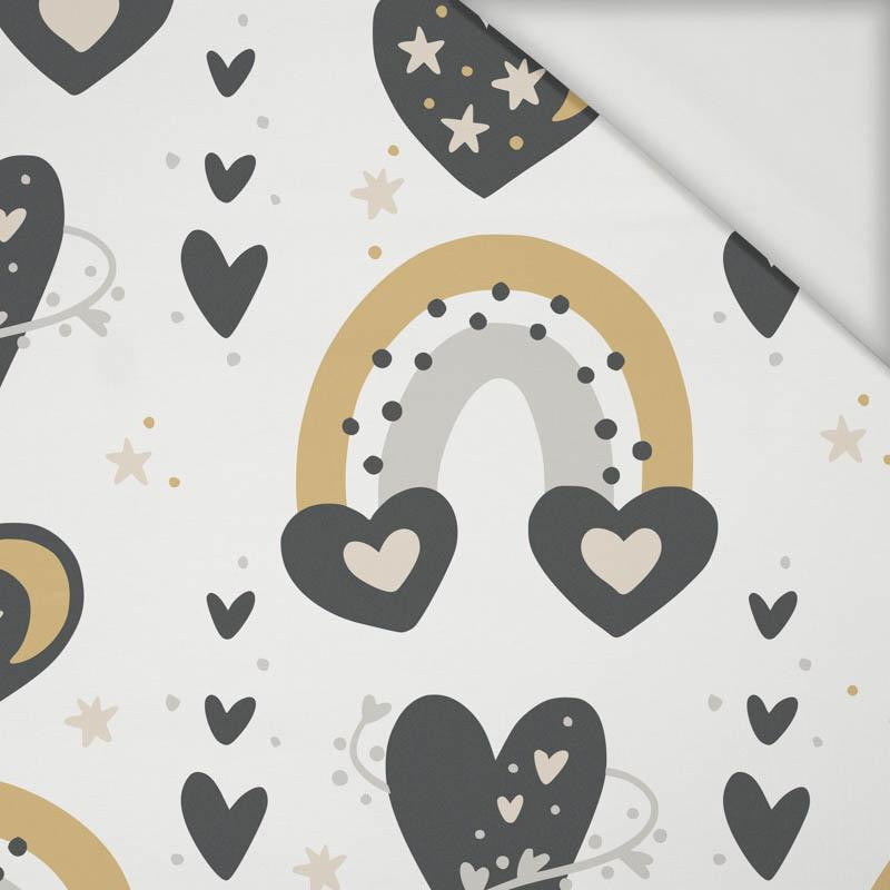 VALENTINESTAG-REGENBOGEN M. 5 / weiß (REGENBOGEN UND HERZEN) - Viskose Jersey