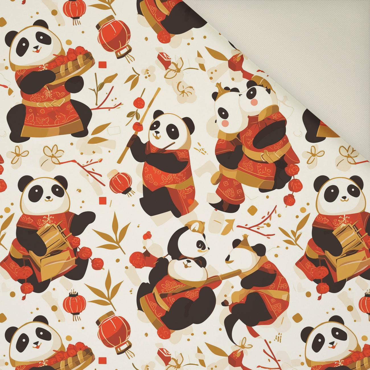 CHINESE PANDAS- Polster- Velours