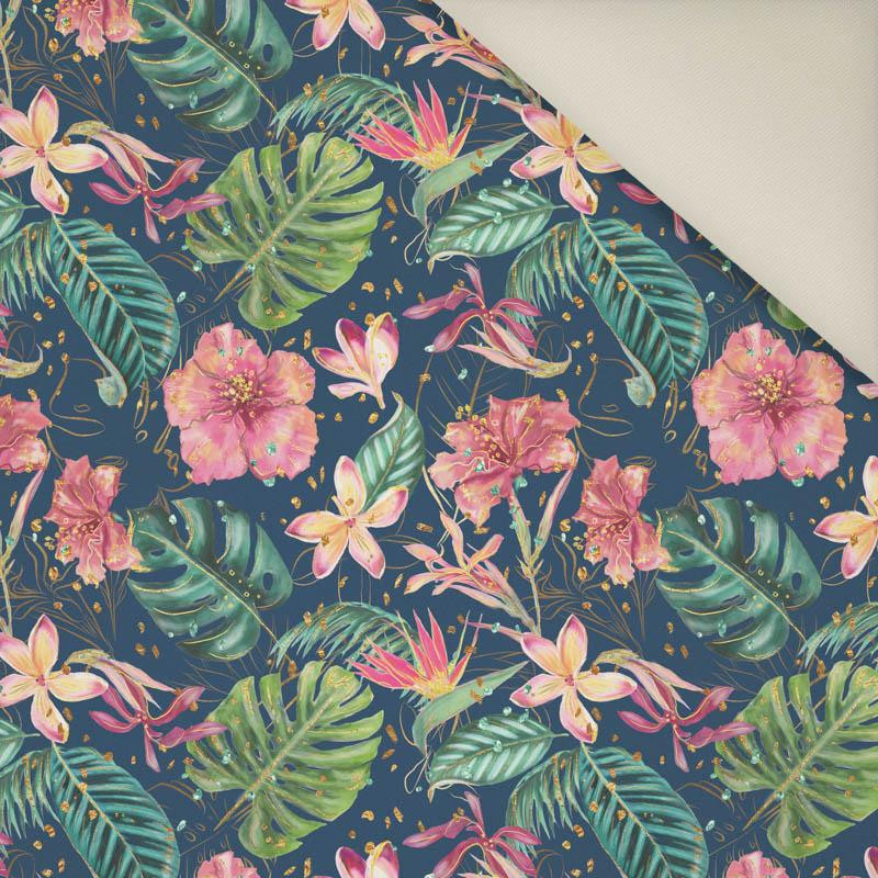 TROPISCHES DSCHUNGEL / dunkelblau - Polster- Velours