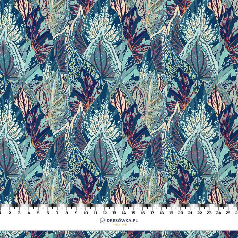 BLAUE BLÄTTER (VINTAGE) - Wintersweat angeraut mit Elastan ITY