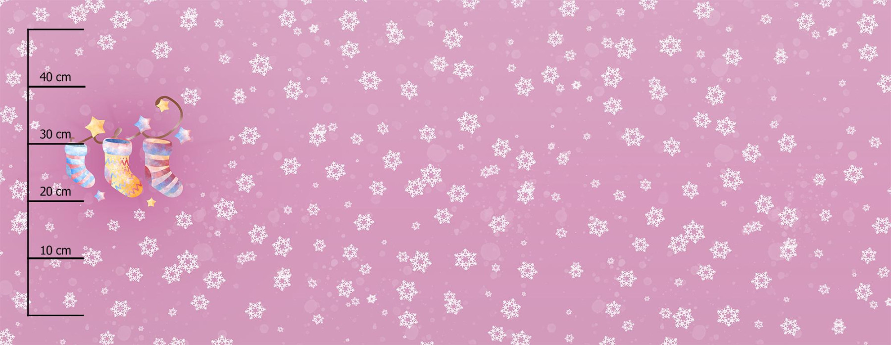 SOCKEN / SCHNEEFLOCKEN (WEIHNACHTSRENTIERE) - panoramisches Paneel  Sommersweat 