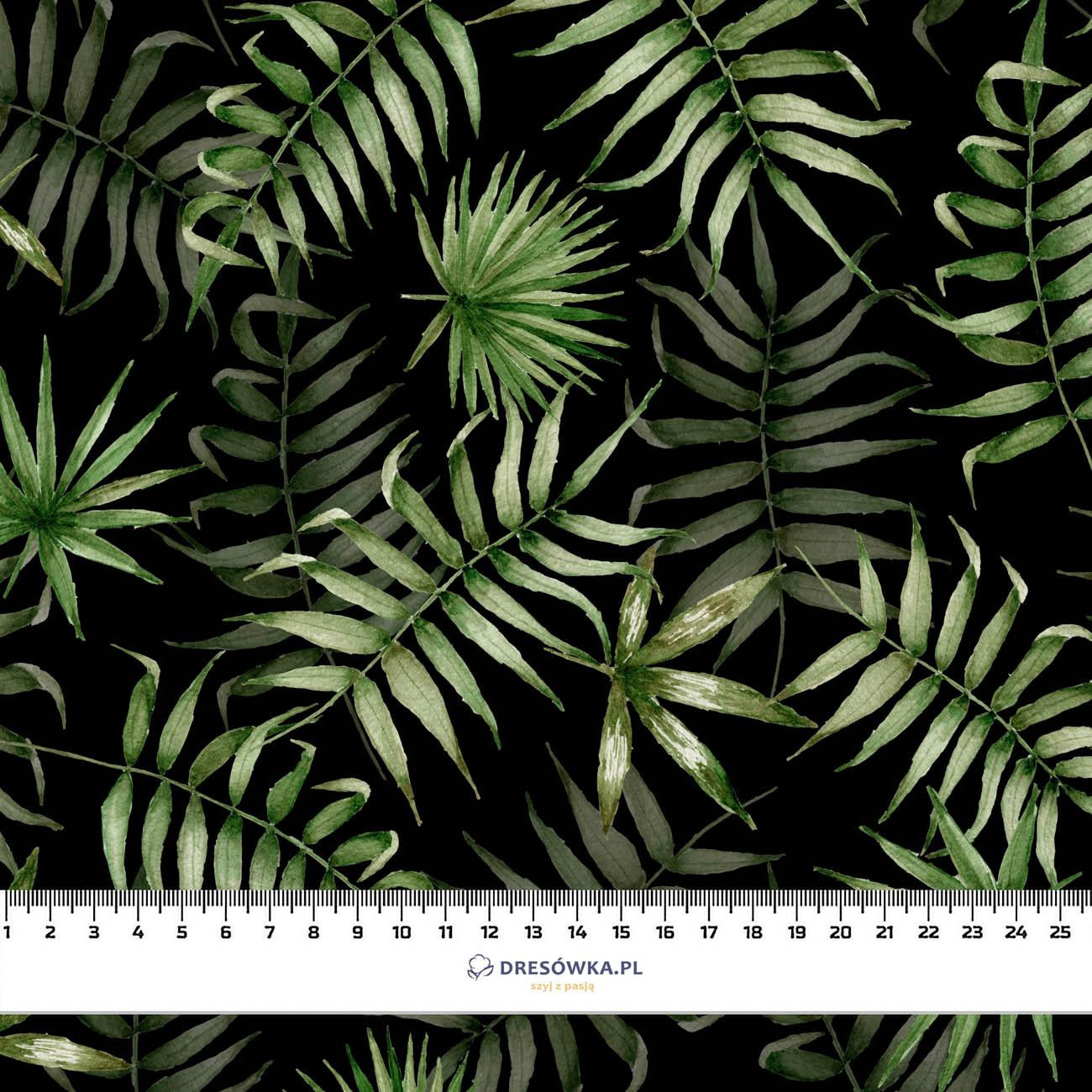 TROPISCHE BLÄTTER Ms. 3 / schwarz (JUNGLE) - Krepp