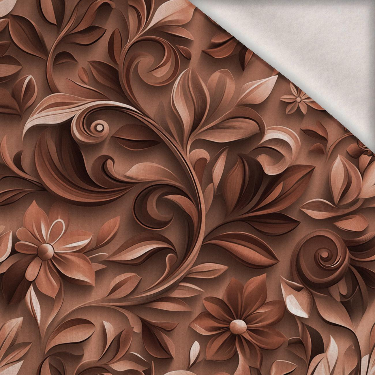 FLOWERS WZ.2/ Mocha Mousse  - Wintersweat angeraut mit Elastan ITY