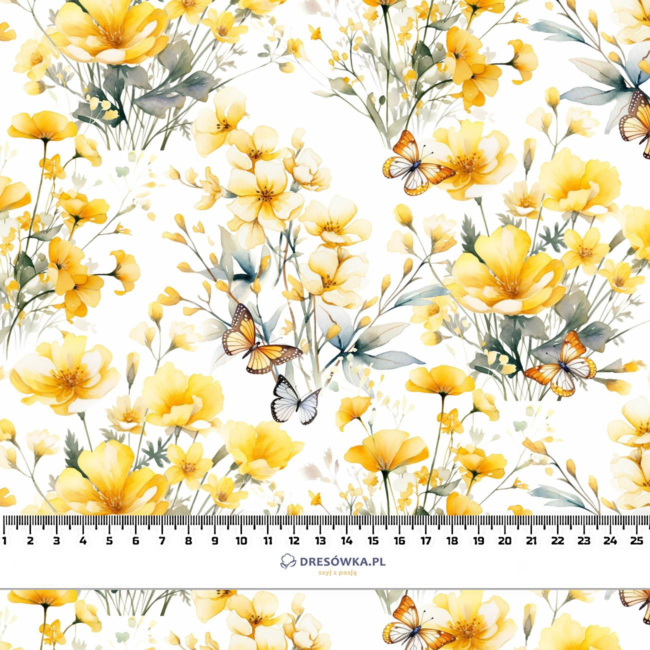 FLOWERS (BUTTER YELLOW) - Baumwoll Musselin