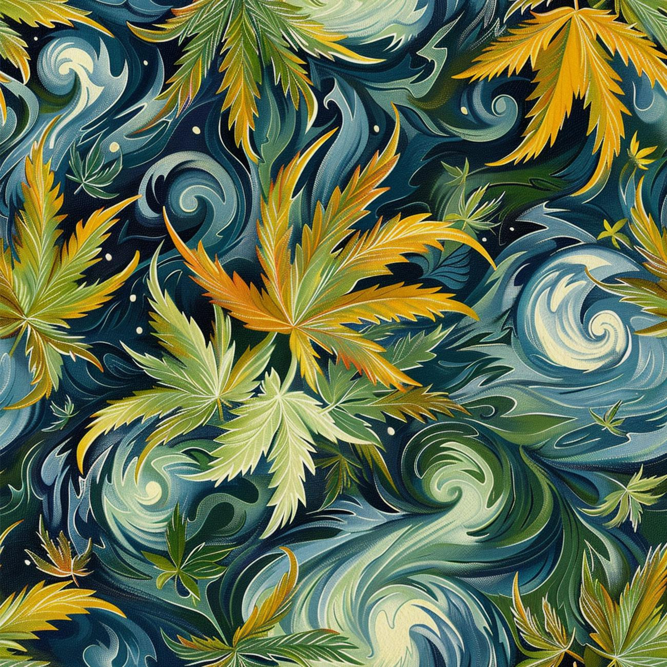 Hemp leaves WZ. 6 - Baumwoll Webware