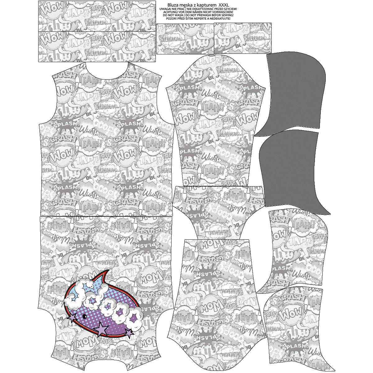HERREN HOODIE (COLORADO) - COMICS / ooops (violet - rot) - Nähset