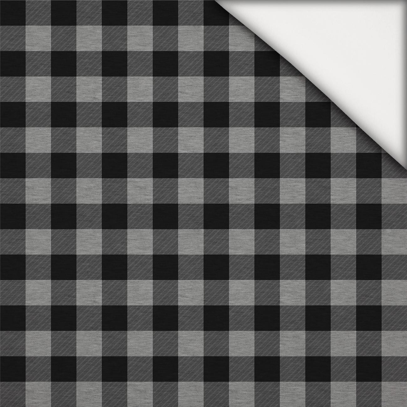 KARO VICHY - MELANGE HELLGRAU - leichte Maschenware angeraut