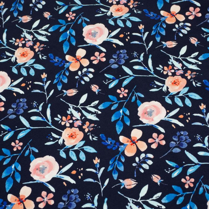 GEMALTE PAONIEN / navy - Sommersweat SP250