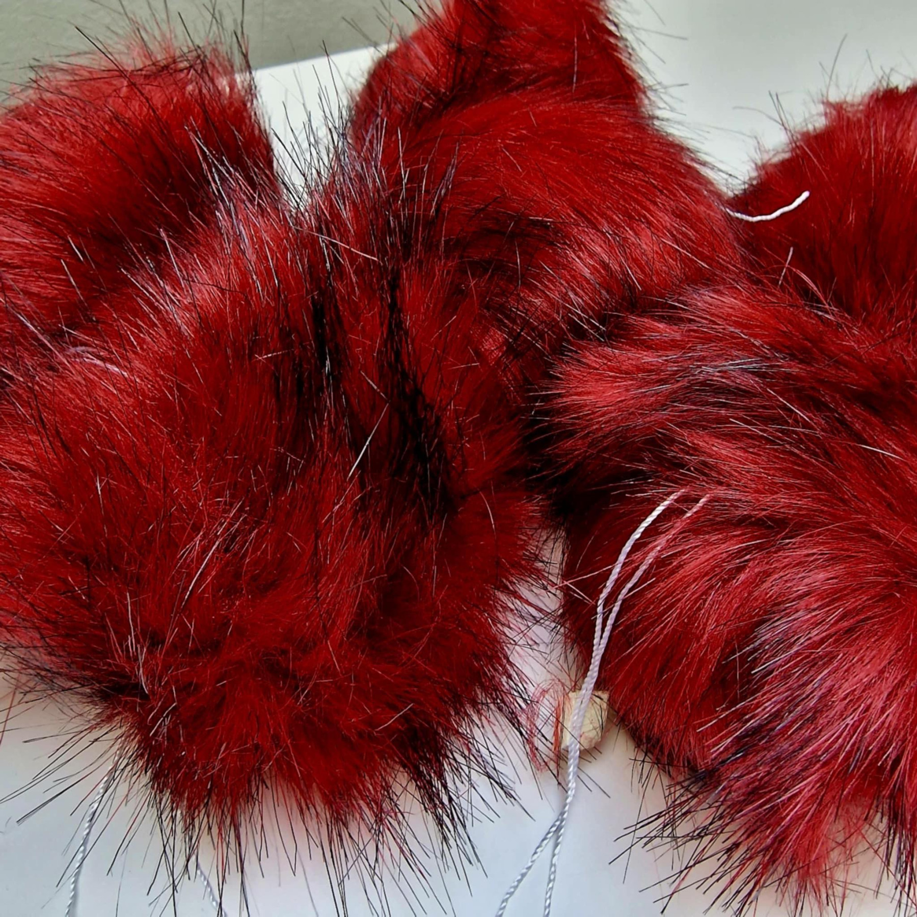 Kunstfell Pompon 12 cm - DUNKELROT 