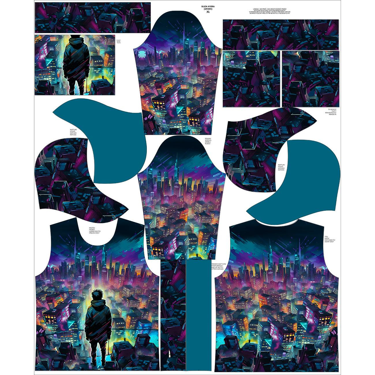 HYDROPHOBER HOODIE UNISEX - NEON GALAXY ms.6 - Nähset
