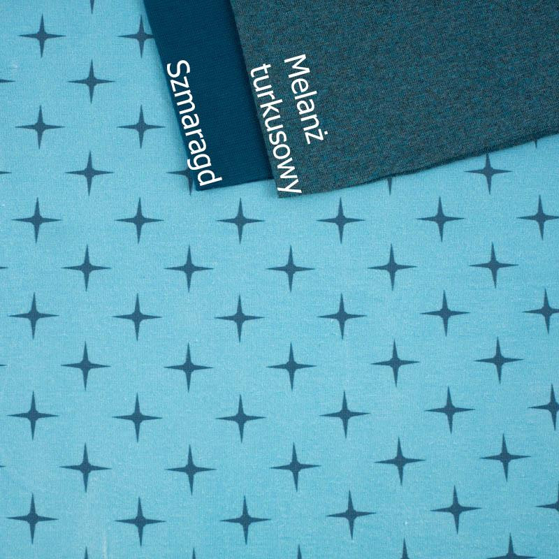 ERSTER STERN ( dunkelblau ) / türkis - bio single jerset mit Elastan  Sommersweat